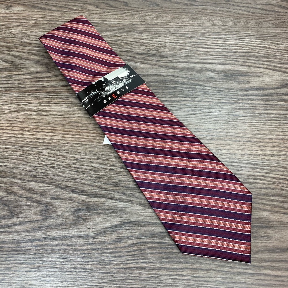 Axcess NWT Red, Maroon & Orange Stripe Tie